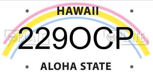 229OCP Hawaii License Plate