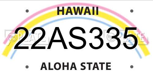 22AS335 Hawaii License Plate