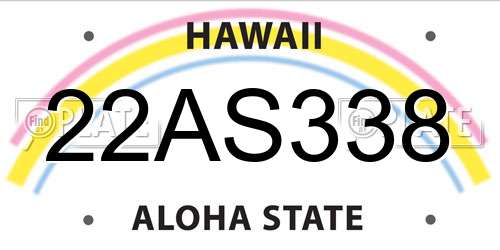22AS338 Hawaii License Plate