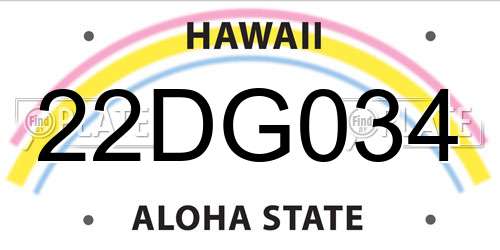 22DG034 Hawaii License Plate