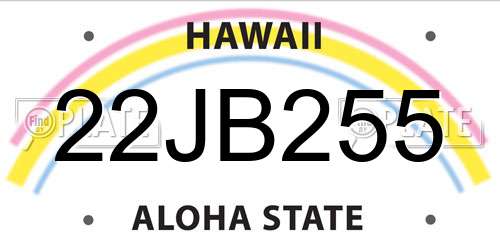 22JB255 Hawaii License Plate