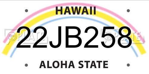 22JB258 Hawaii License Plate