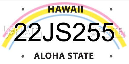 22JS255 Hawaii License Plate