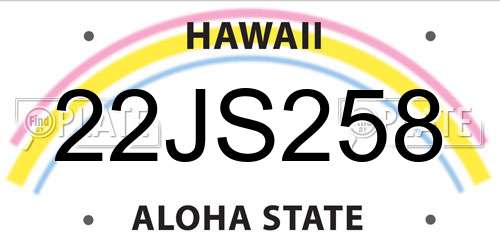 22JS258 Hawaii License Plate