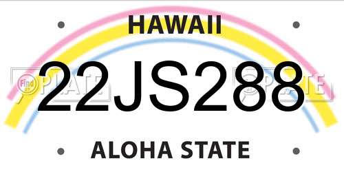 22JS288 Hawaii License Plate