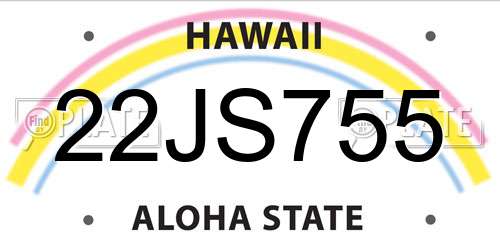 22JS755 Hawaii License Plate