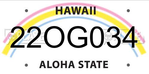 22OG034 Hawaii License Plate