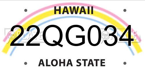 22QG034 Hawaii License Plate