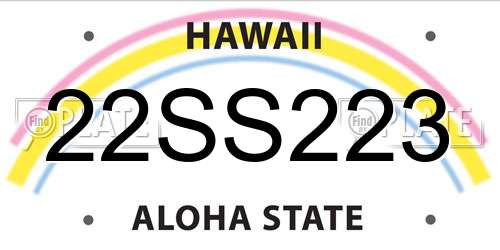 22SS223 Hawaii License Plate