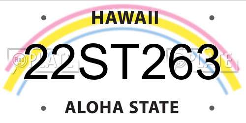 22ST263 Hawaii License Plate