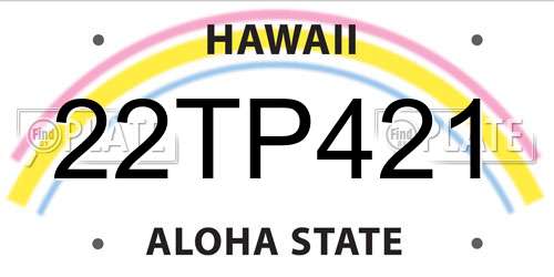 22TP421 Hawaii License Plate
