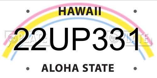 22UP331 Hawaii License Plate