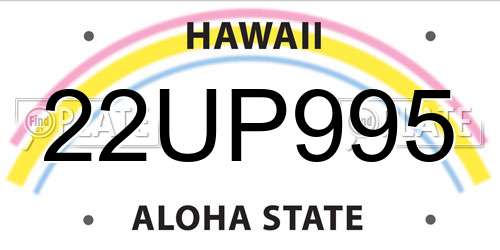 22UP995 Hawaii License Plate