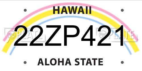22ZP421 Hawaii License Plate