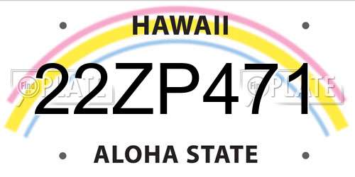 22ZP471 Hawaii License Plate