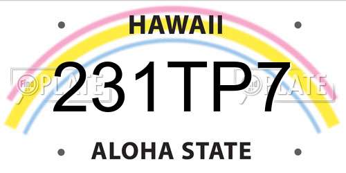 231TP7 Hawaii License Plate