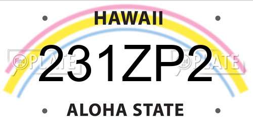 231ZP2 Hawaii License Plate