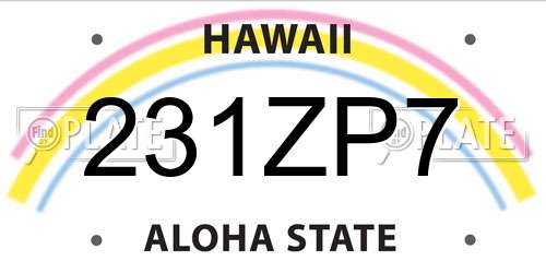 231ZP7 Hawaii License Plate