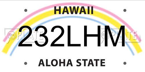 232LHM Hawaii License Plate
