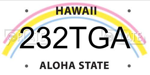 232TGA Hawaii License Plate