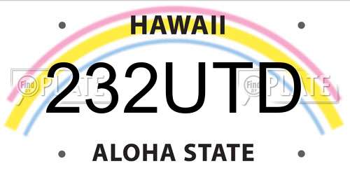 232UTD Hawaii License Plate