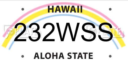 232WSS Hawaii License Plate
