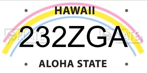 232ZGA Hawaii License Plate