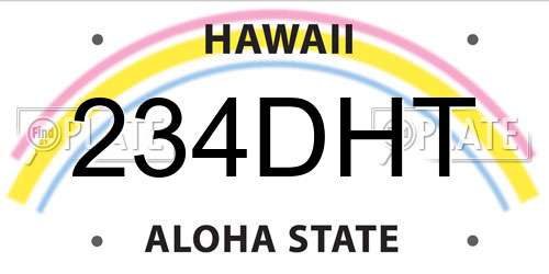 234DHT Hawaii License Plate