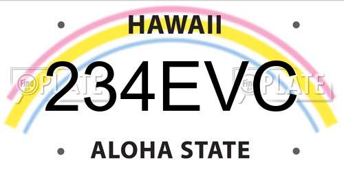 234EVC Hawaii License Plate