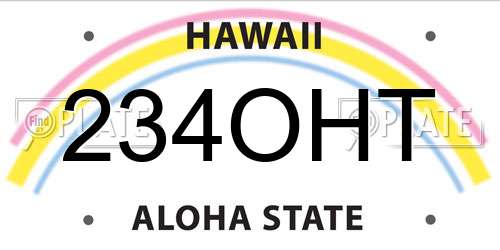 234OHT Hawaii License Plate