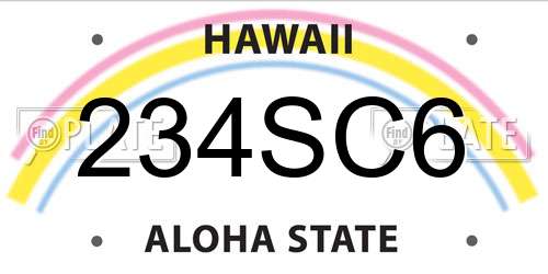 234SC6 Hawaii License Plate
