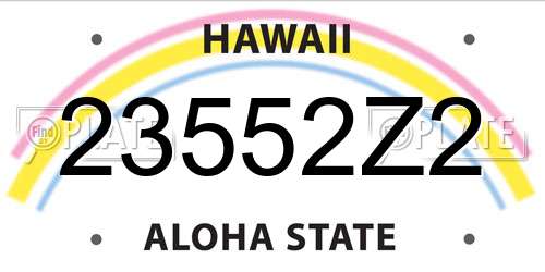 23552Z2 Hawaii License Plate