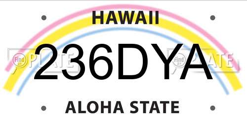 236DYA Hawaii License Plate