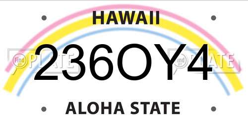 236OY4 Hawaii License Plate