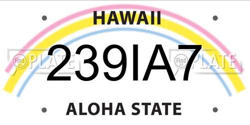 239IA7 Hawaii License Plate