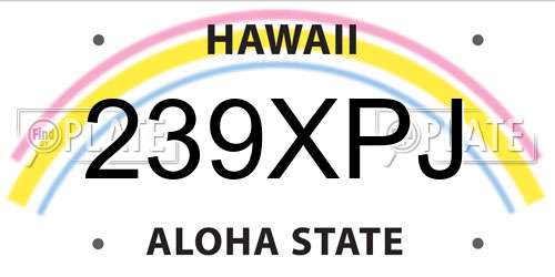 239XPJ Hawaii License Plate