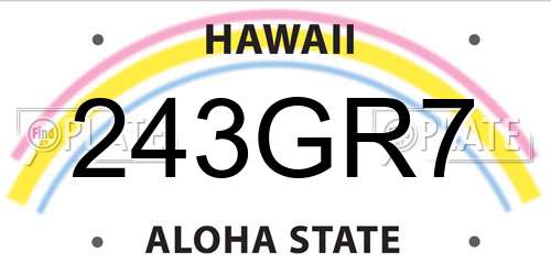 243GR7 Hawaii License Plate