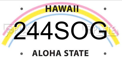 244SOG Hawaii License Plate