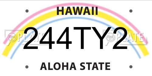 244TY2 Hawaii License Plate