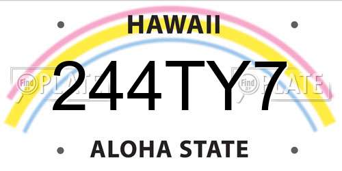 244TY7 Hawaii License Plate