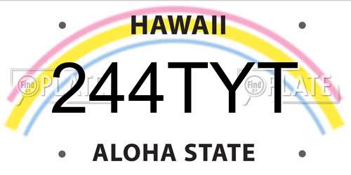 244TYT Hawaii License Plate