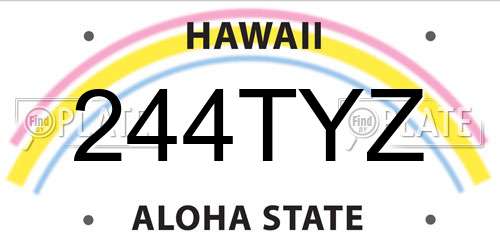 244TYZ Hawaii License Plate
