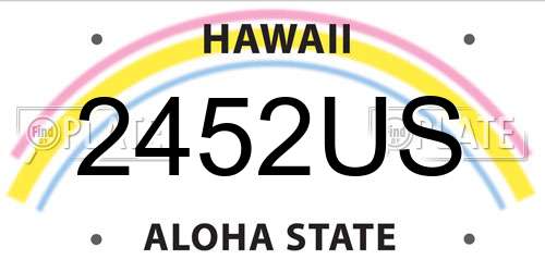 2452US Hawaii License Plate
