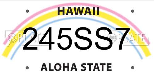 245SS7 Hawaii License Plate