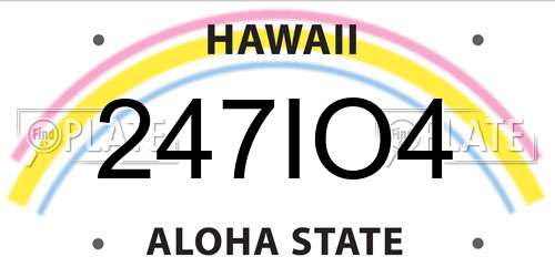 247IO4 Hawaii License Plate