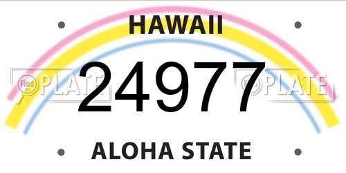 24977 Hawaii License Plate