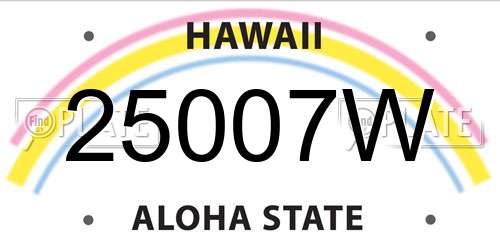 25007W Hawaii License Plate
