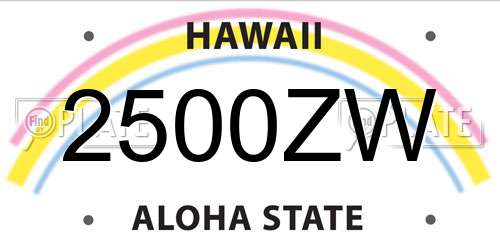 2500ZW Hawaii License Plate