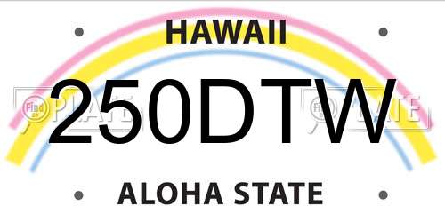 250DTW Hawaii License Plate