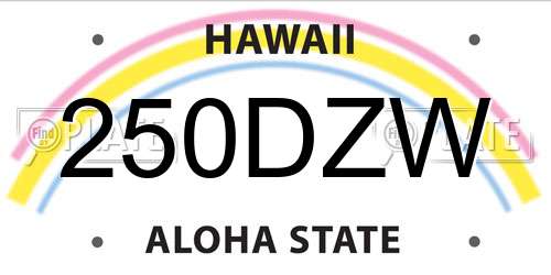 250DZW Hawaii License Plate